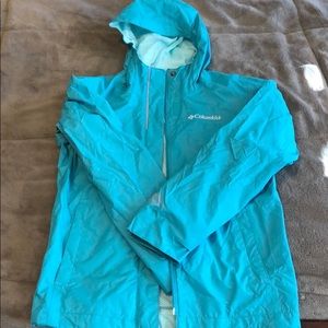 Girls Columbia Rain Jacket Teal size small 7/8
